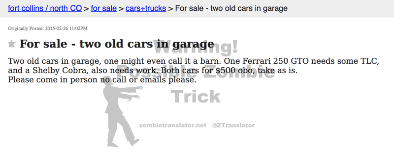 For Sale Two Old Cars in Garage